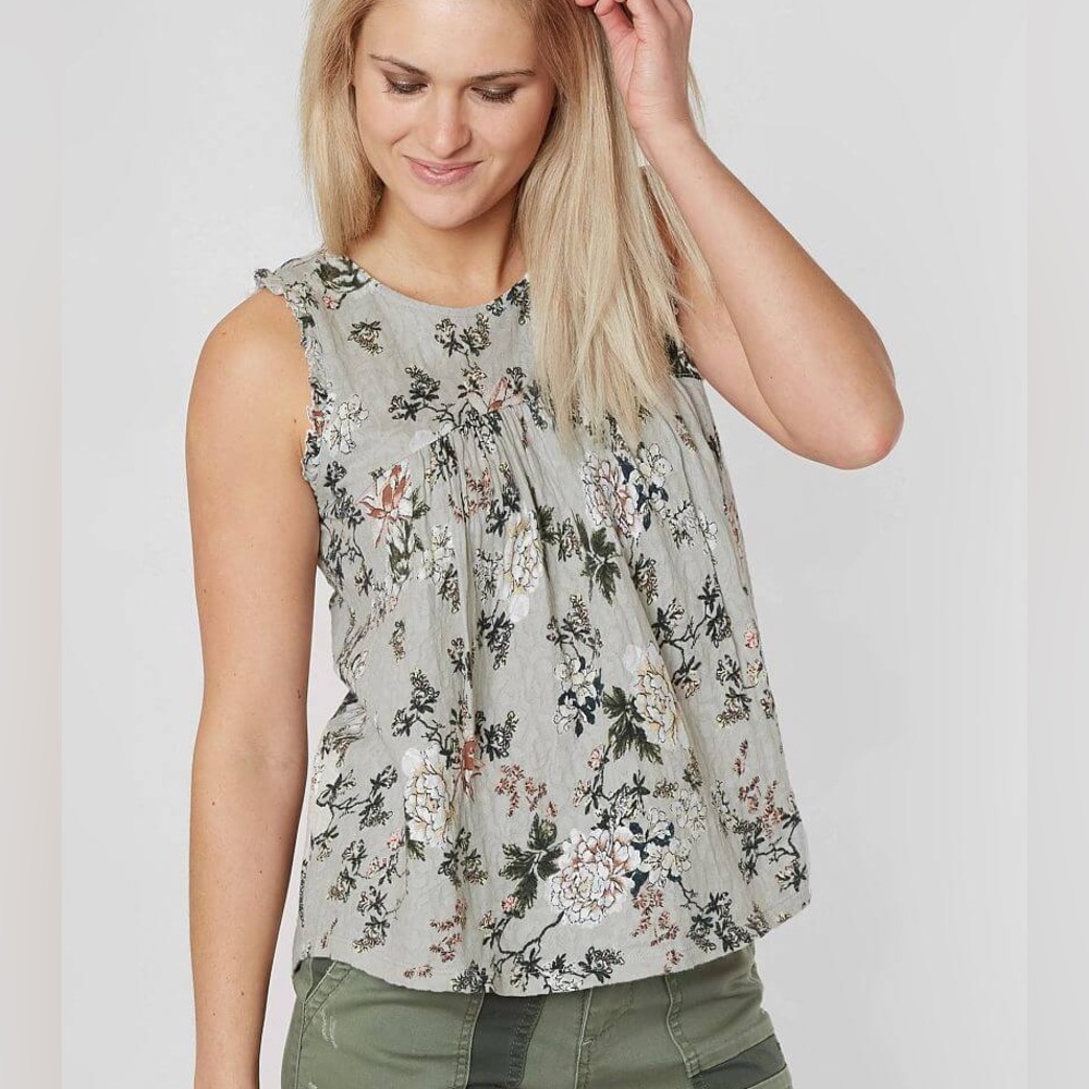 Lucky Brand Floral Jacquard Ruffle detail tank top - Size Small